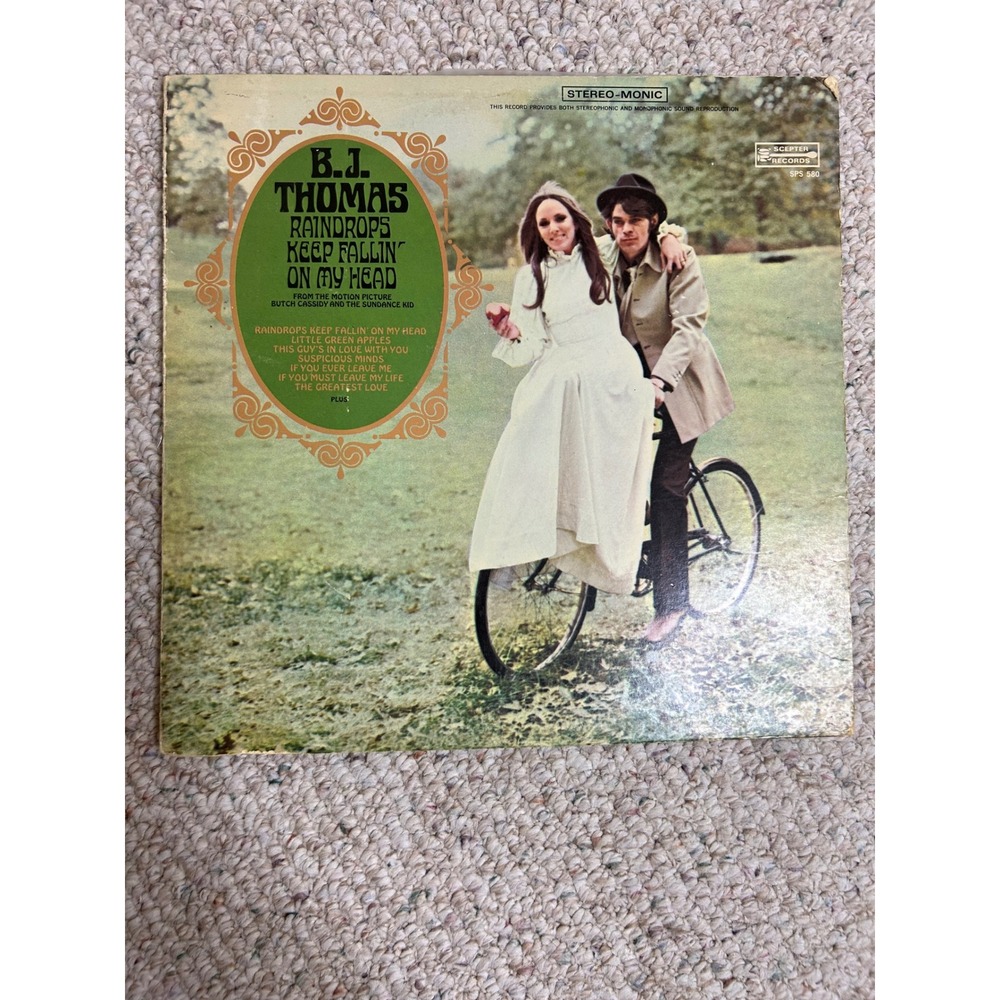 BJ Thomas Raindrops Keep Fallin On My Head Vinyl LP Scepter SPS 580 Album